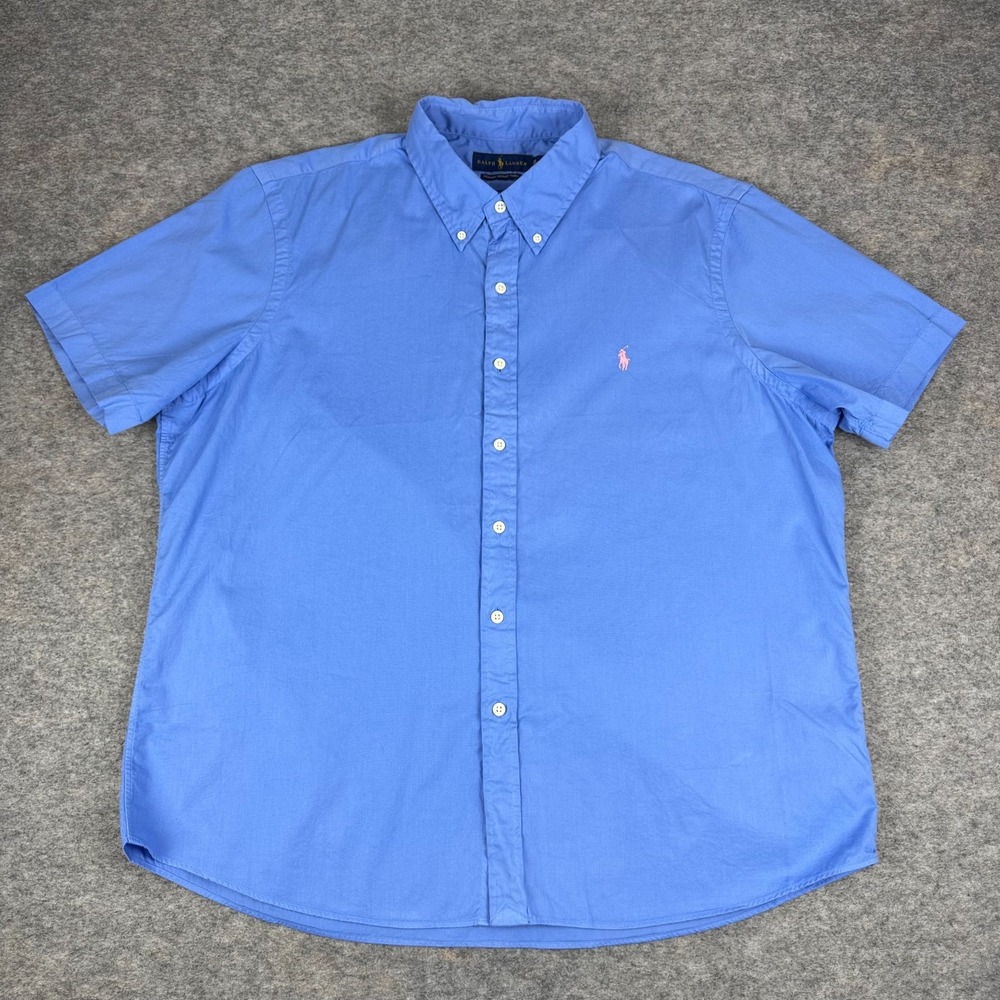 Ralph Lauren Feather Weight Twill Button Down Shirt Cotton Blue Mens XL
